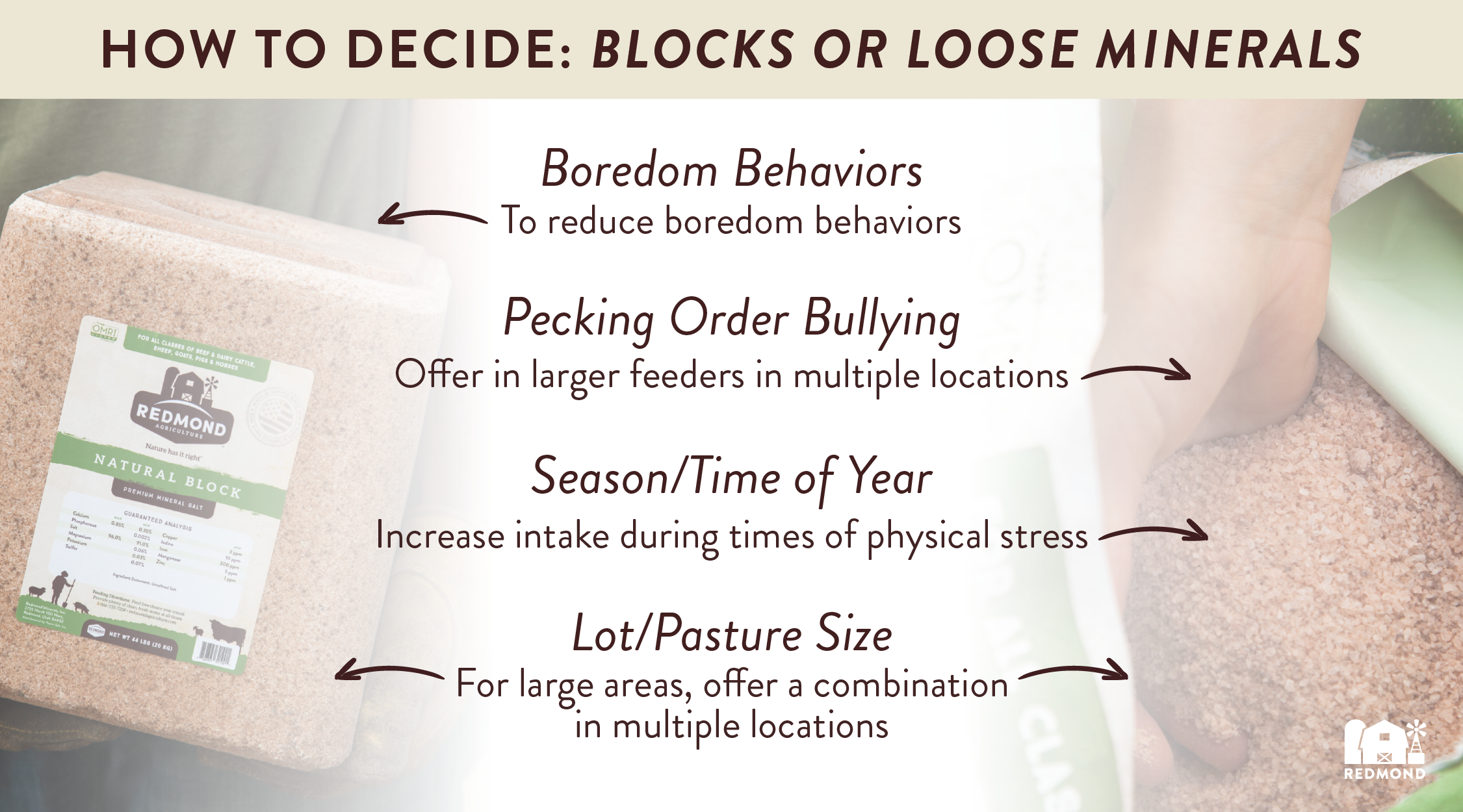 When should I use blocks or loose minerals