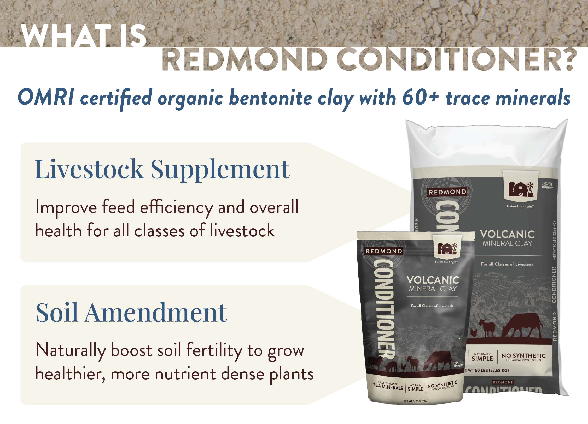 Bentonite clay for soil and livestock